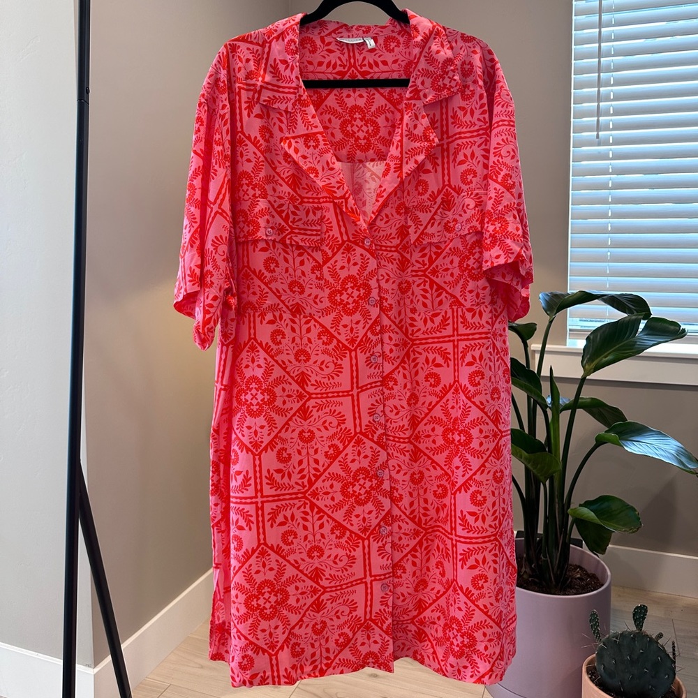 ASOS red pink button up dress